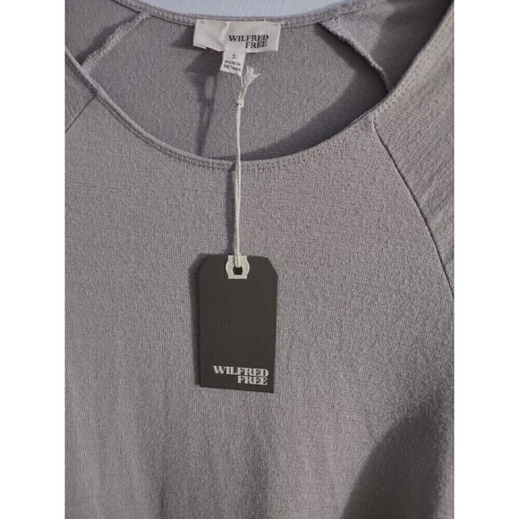 Aritzia Wilfred Free Raglan Cropped Sweater Jersey Knit  Gray New Small Stretch - Picture 2 of 7